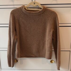 Camel Ribbed Cropped Sweater | Soft Knit Pullover | Neutral l Quince